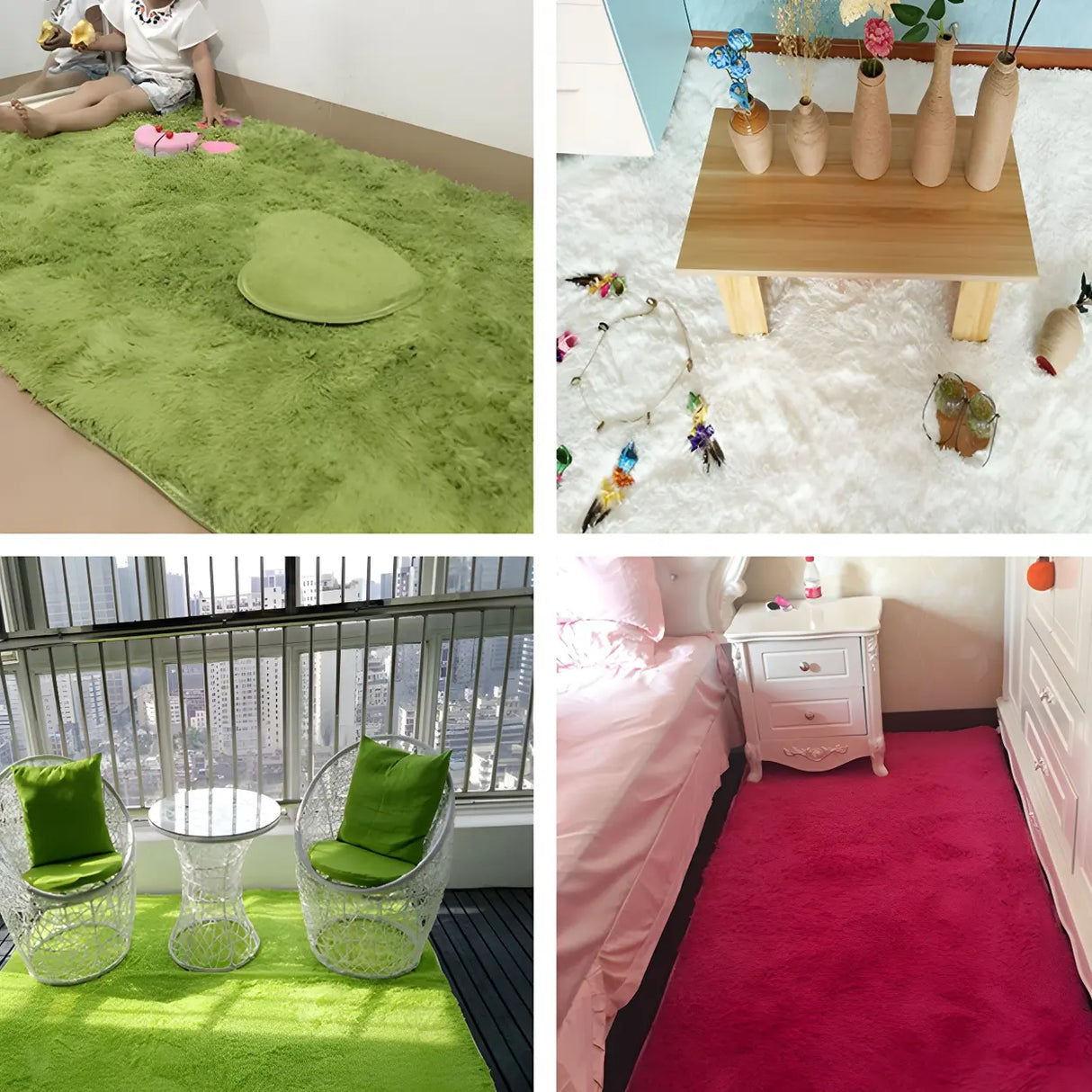 Casual Pet Friendly Rectangle Cotton Blends Shag Rug Image - 6