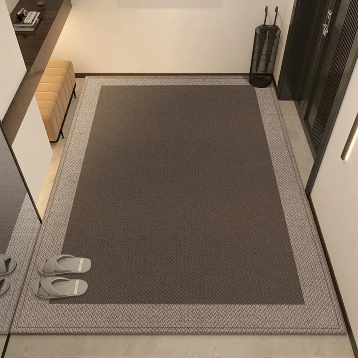 Casual Rectangle Polyester Apricot Anti-Slip Area Rug Image - 6