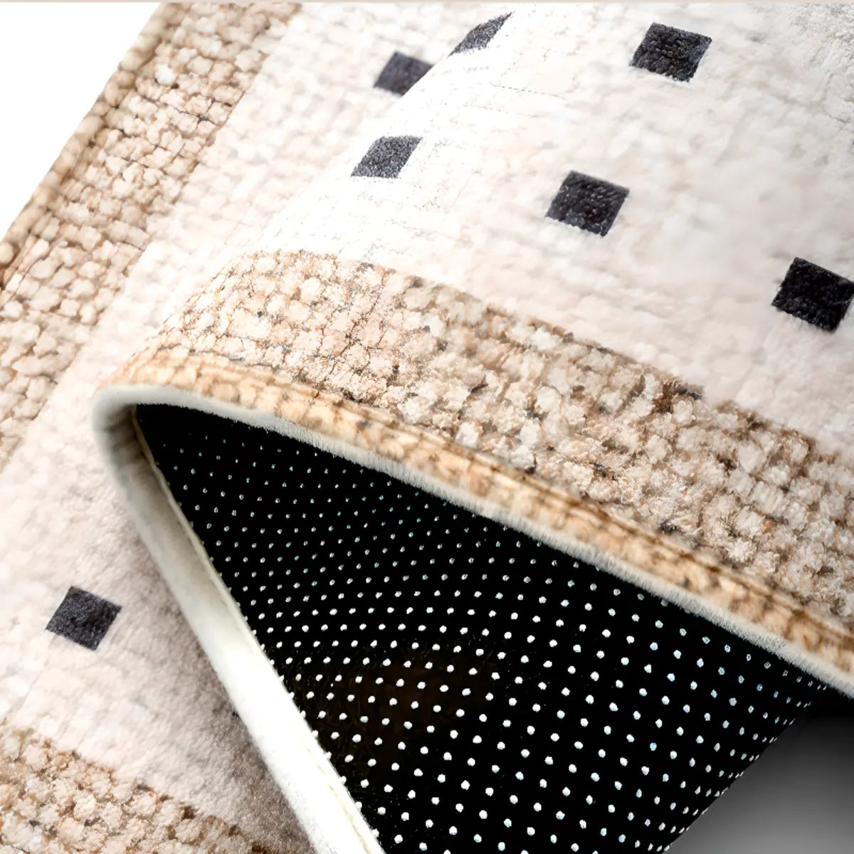 Casual Rectangle Polyester Apricot Anti-Slip Area Rug Image - 9