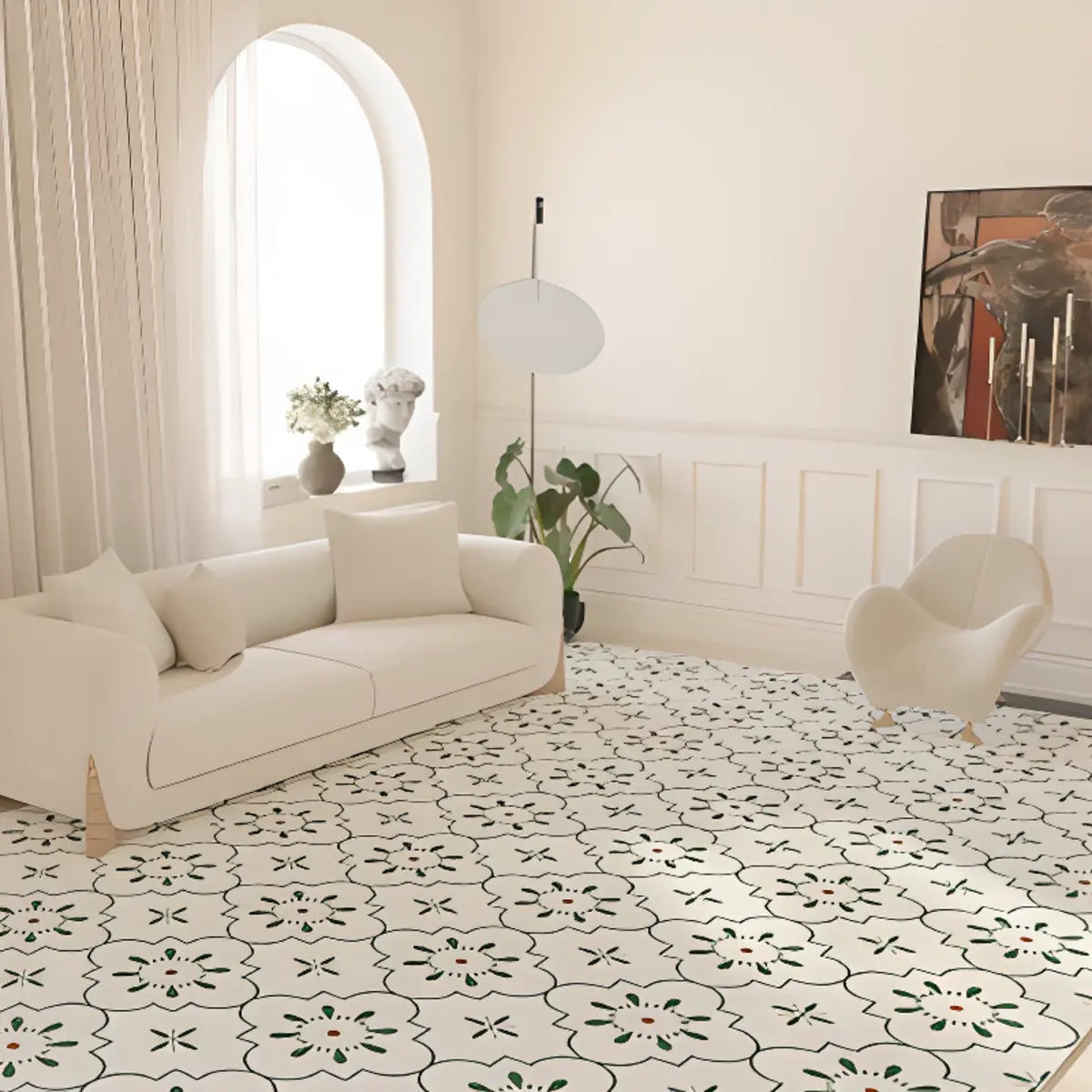 Casual Rectangular Floral Pattern Anti-Slip Area Rug Image - 1