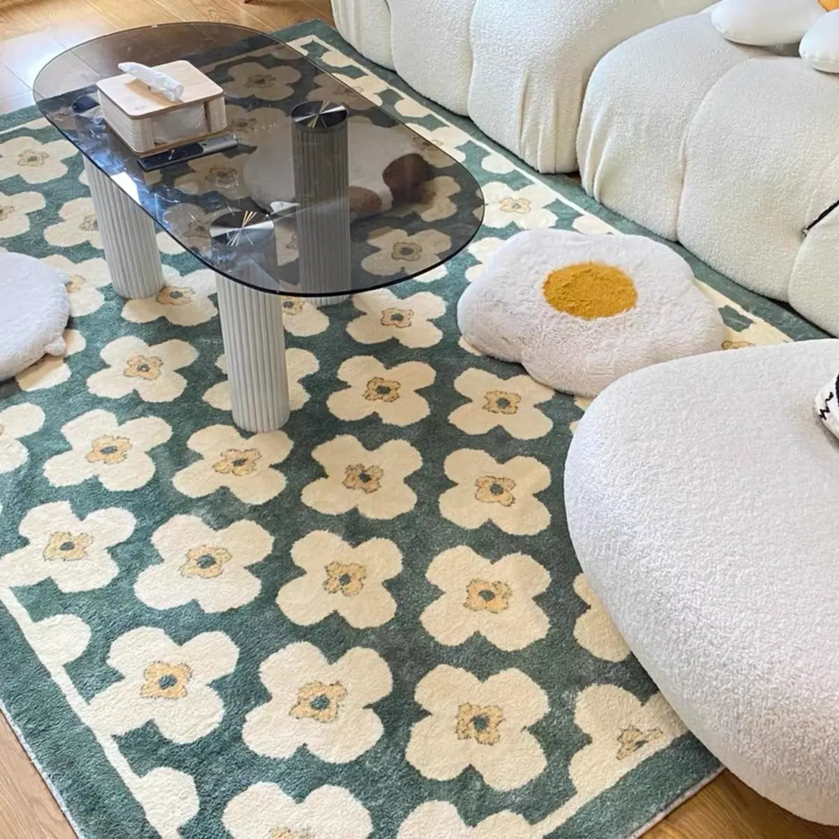 Casual Rectangular Floral Pattern Anti-Slip Area Rug Image - 2