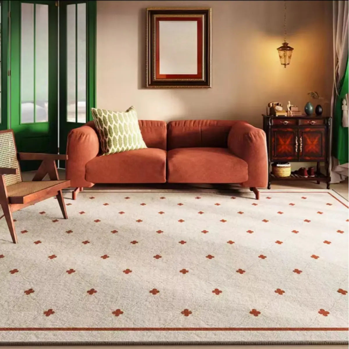 Casual Rectangular Floral Pattern Anti-Slip Area Rug Image - 3