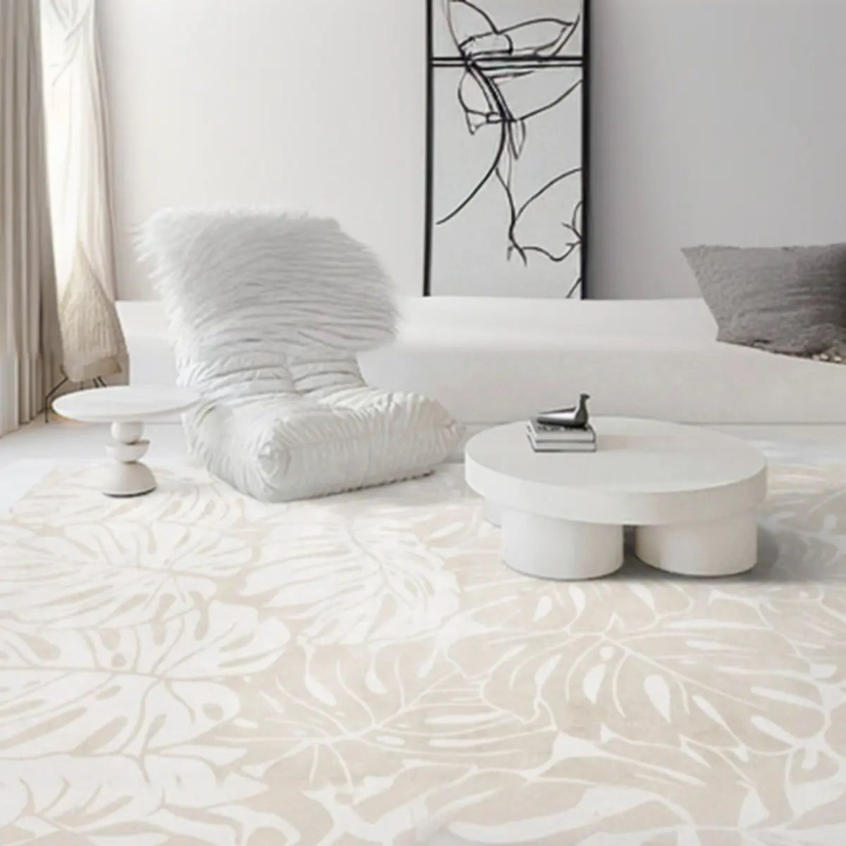 Casual Rectangular Floral Pattern Anti-Slip Area Rug Image - 9