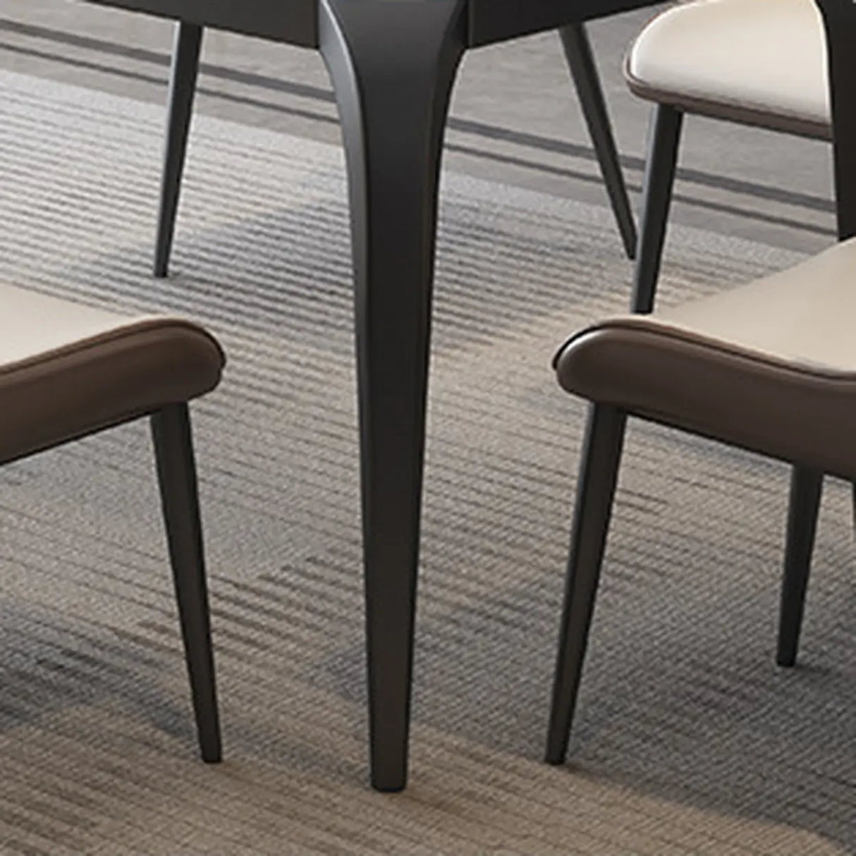 Casual Round Marble Dining Table White Self-Storing Leaf Image - 6