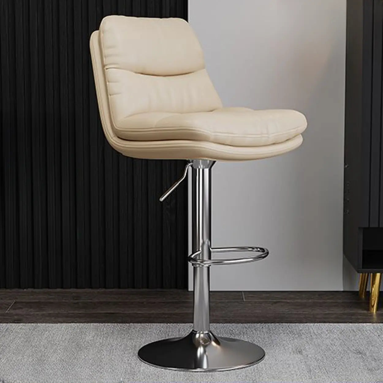 Casual Saddle Orange Leather Swivel Bar Stools with Back Image - 12