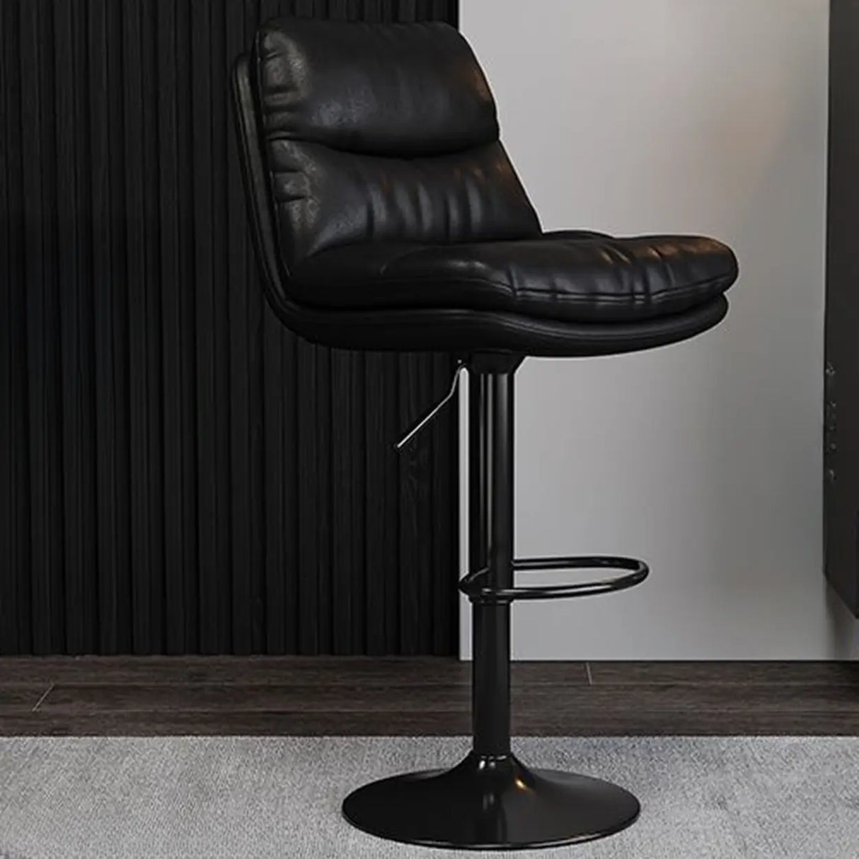 Casual Saddle Orange Leather Swivel Bar Stools with Back Image - 18