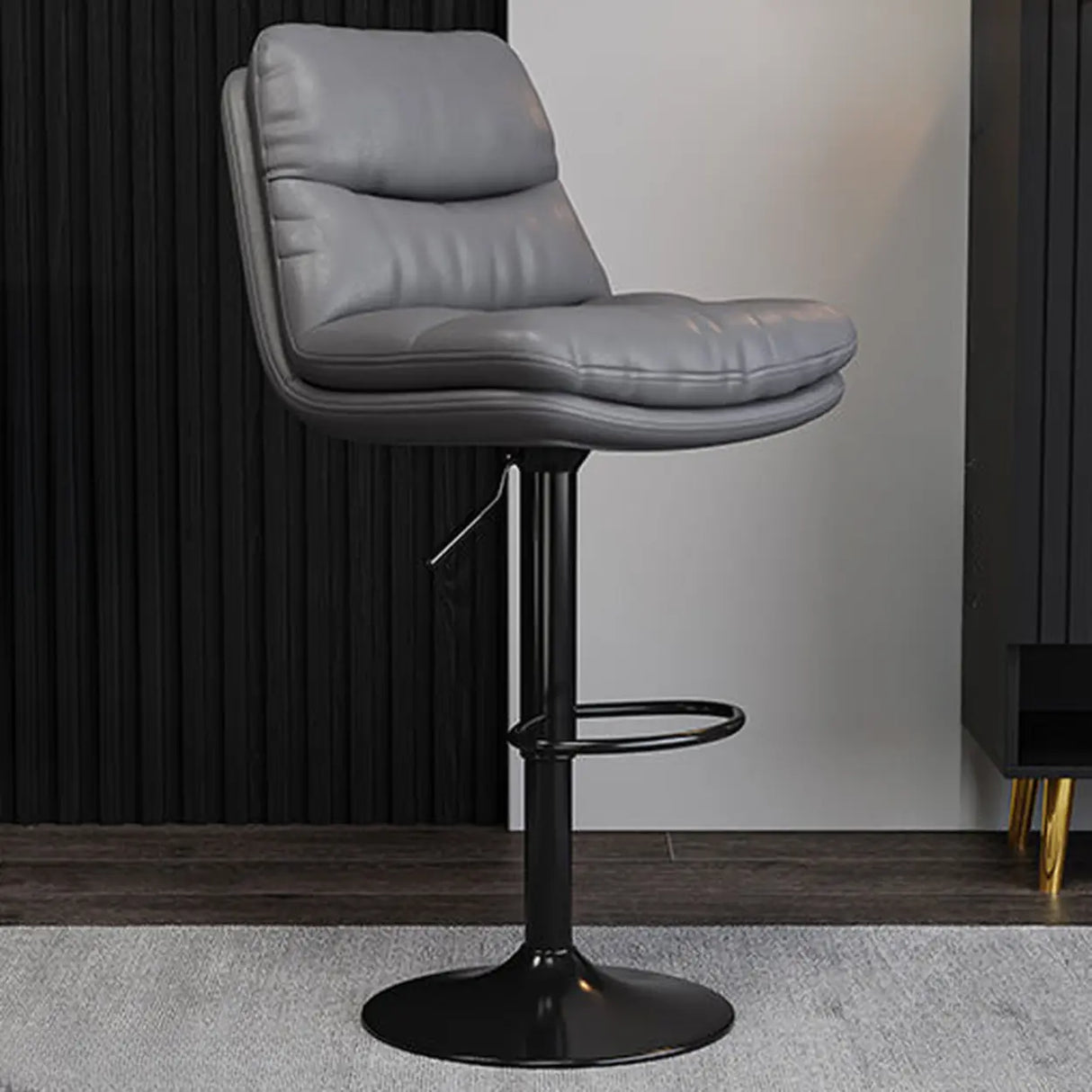 Casual Saddle Orange Leather Swivel Bar Stools with Back Image - 22