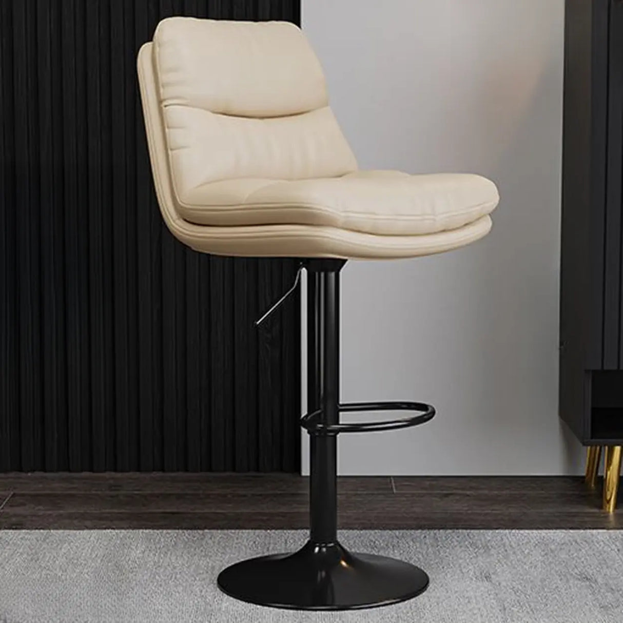 Casual Saddle Orange Leather Swivel Bar Stools with Back Image - 25