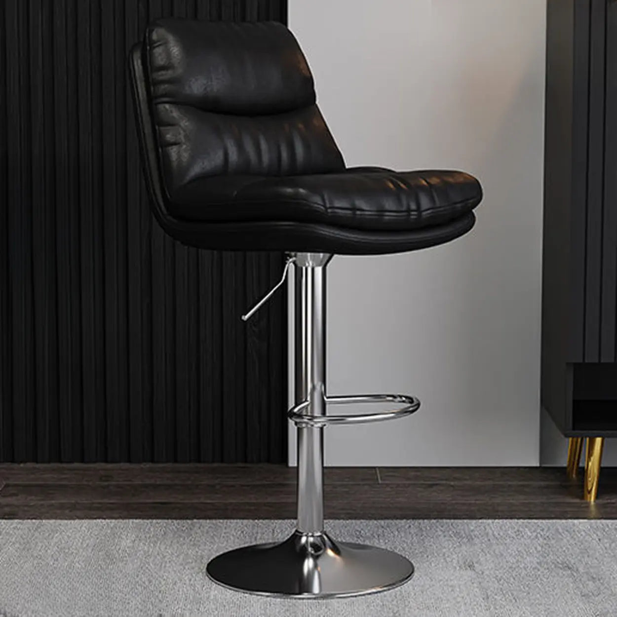 Casual Saddle Orange Leather Swivel Bar Stools with Back Image - 3