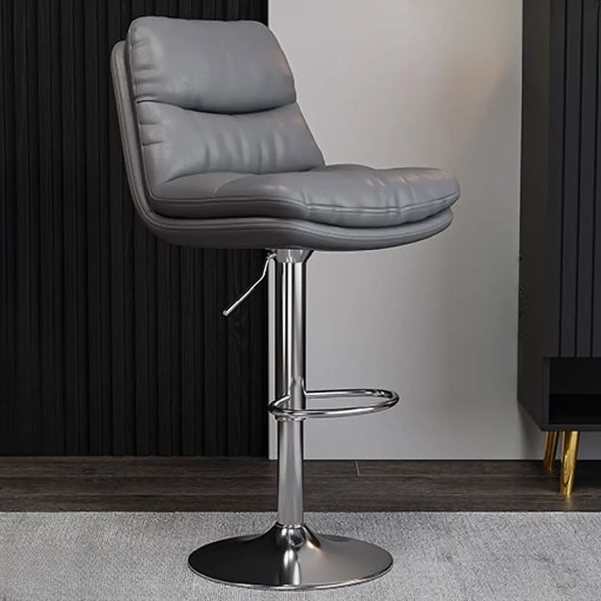 Casual Saddle Orange Leather Swivel Bar Stools with Back Image - 7