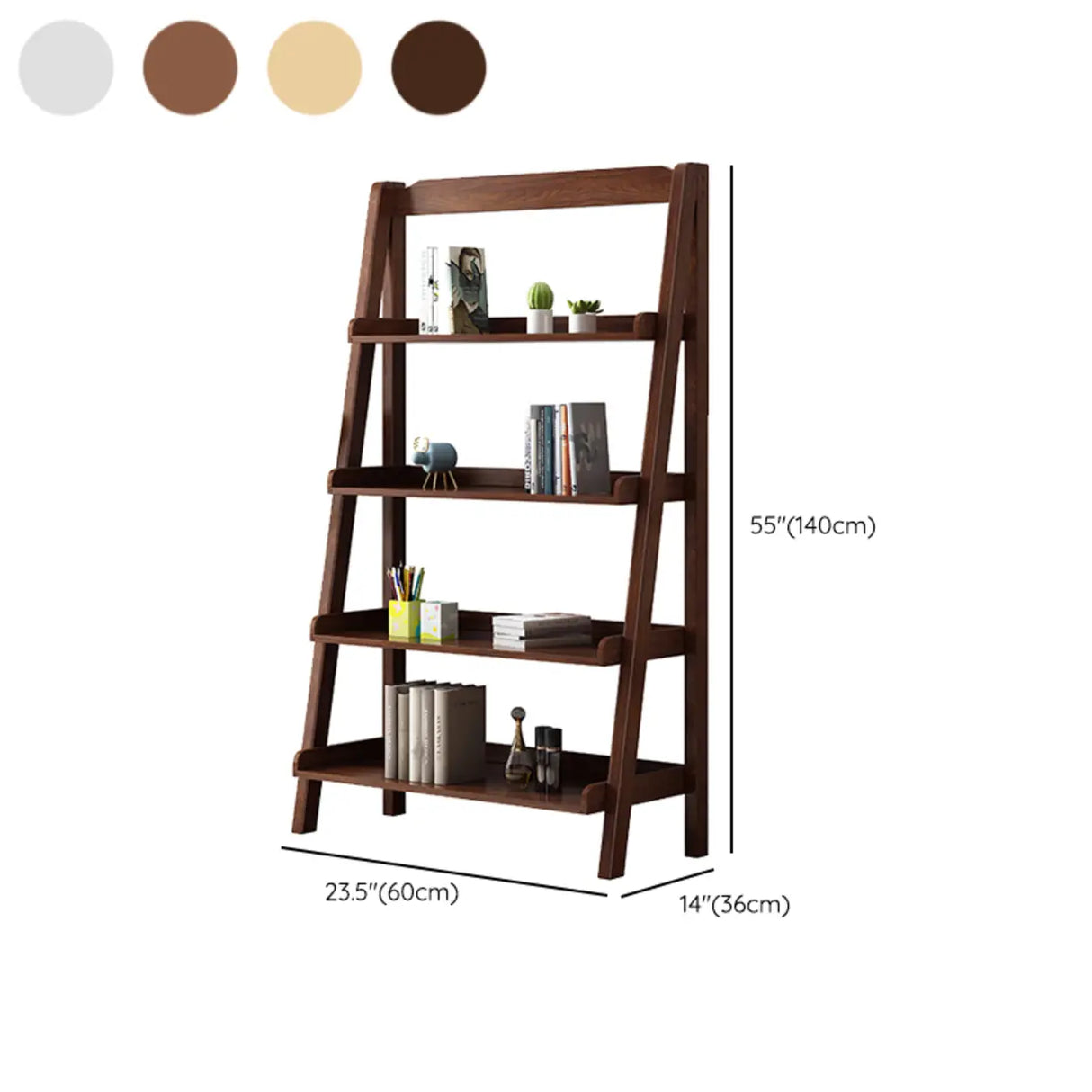 Casual Simple Open Back Wooden Ladder Display Bookshelf Image - 26