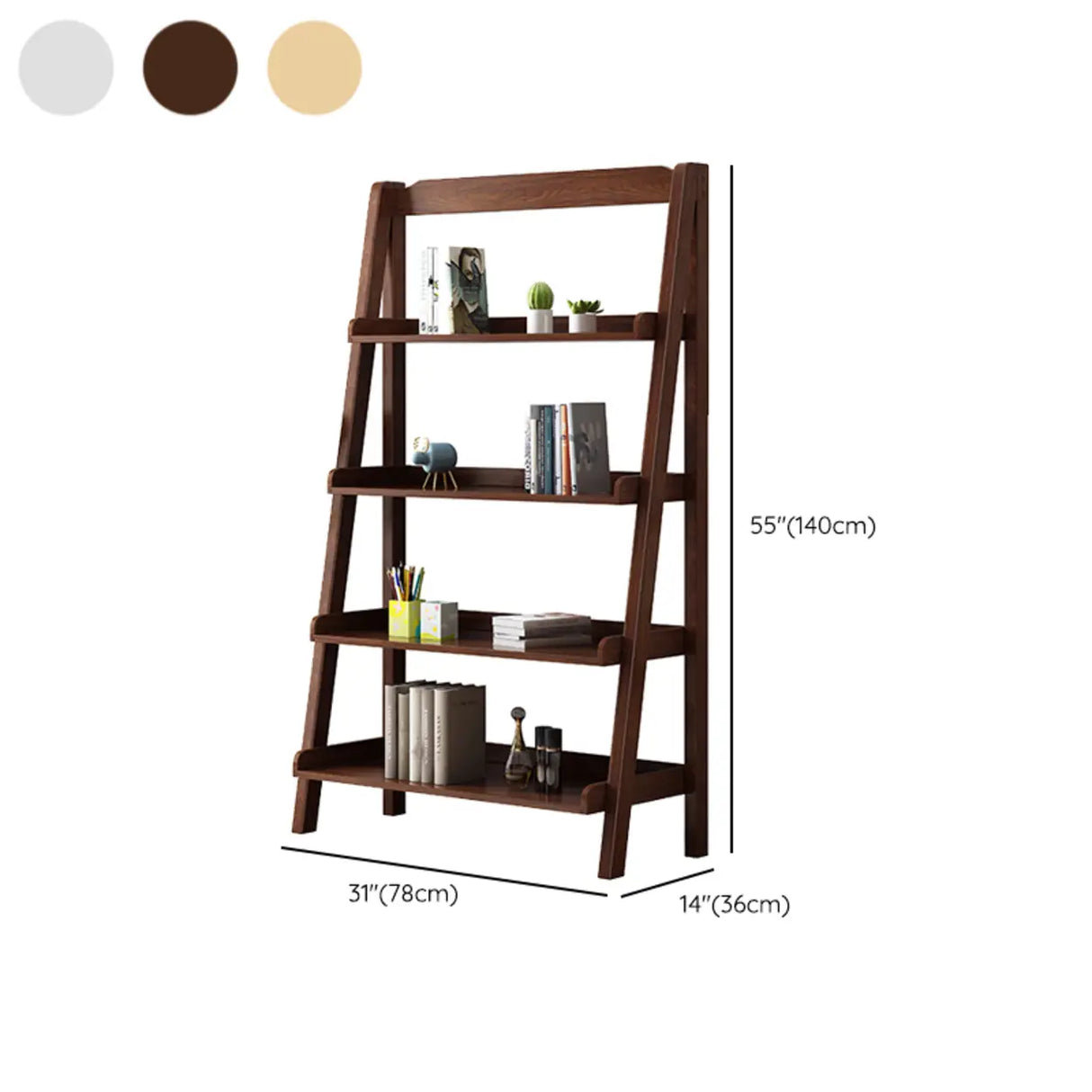 Casual Simple Open Back Wooden Ladder Display Bookshelf Image - 27