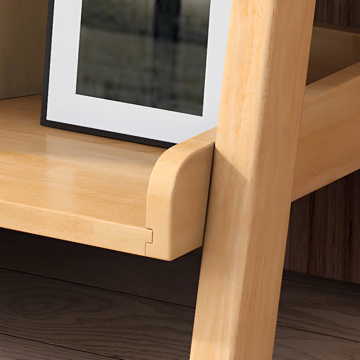 Casual Simple Open Back Wooden Ladder Display Bookshelf Image - 3