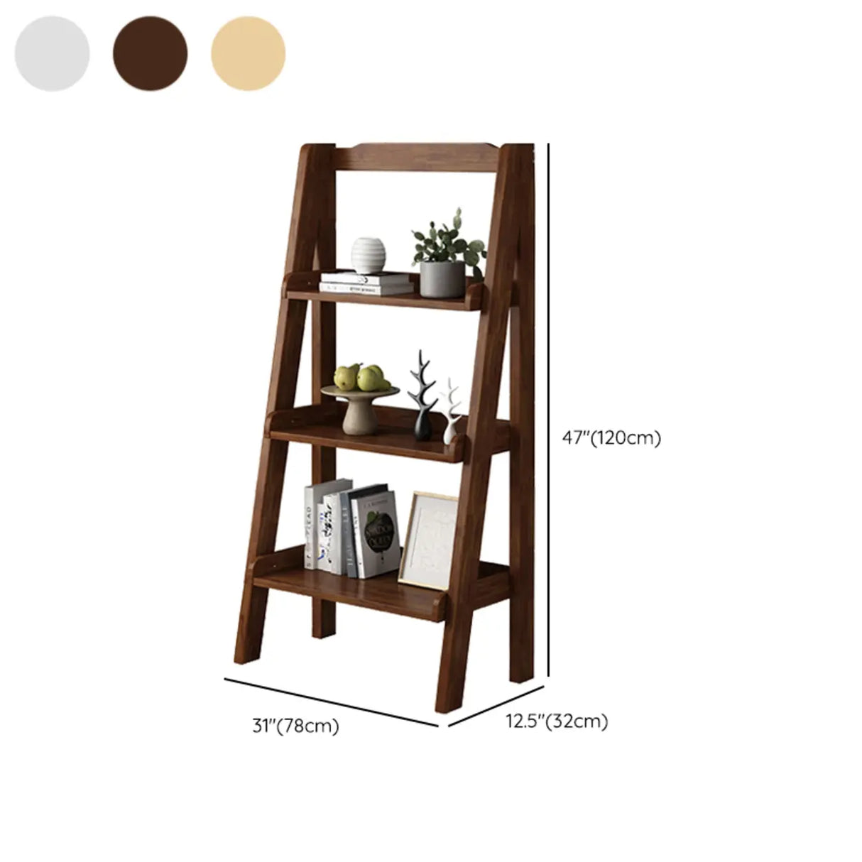 Casual Simple Open Back Wooden Ladder Display Bookshelf Image - 30