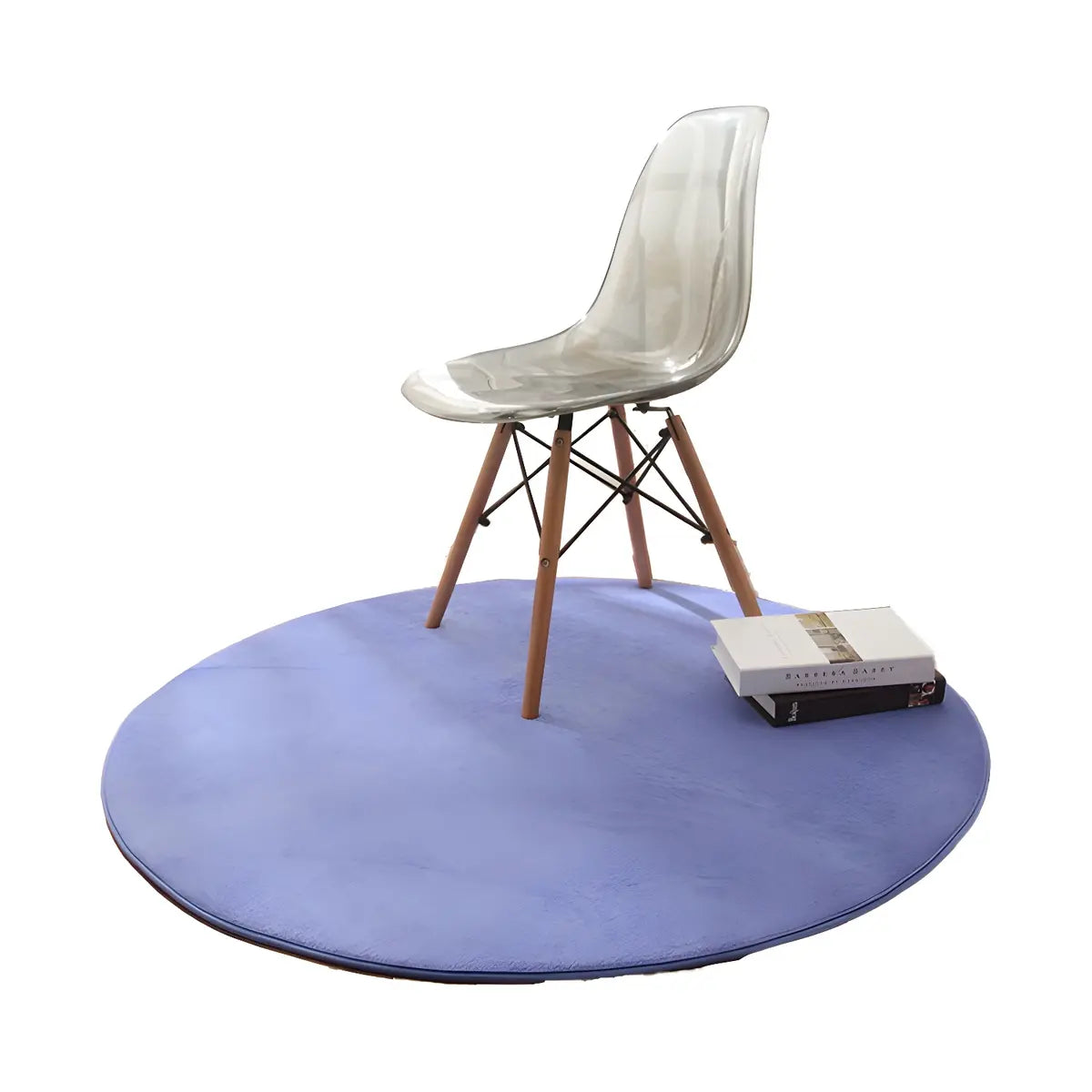 Casual Solid Color Apricot Round Polyester Area Rug Image - 9