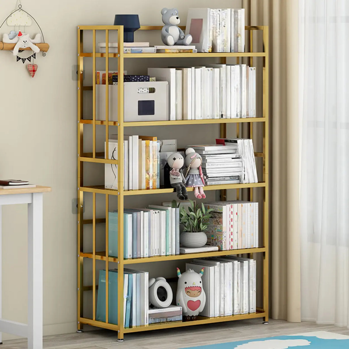 Casual Vertical Open Back Alloy Organizer Bookshelf Image - 1