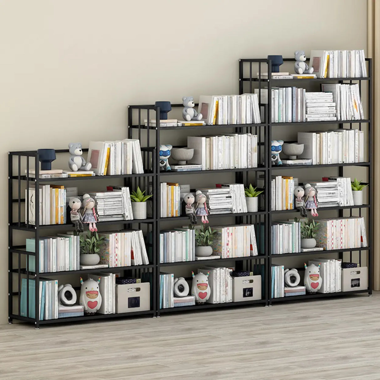 Casual Vertical Open Back Alloy Organizer Bookshelf Image - 3