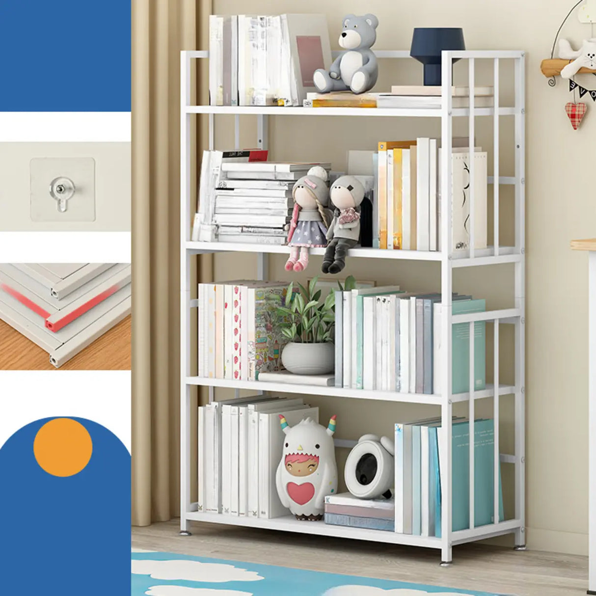Casual Vertical Open Back Alloy Organizer Bookshelf Image - 8