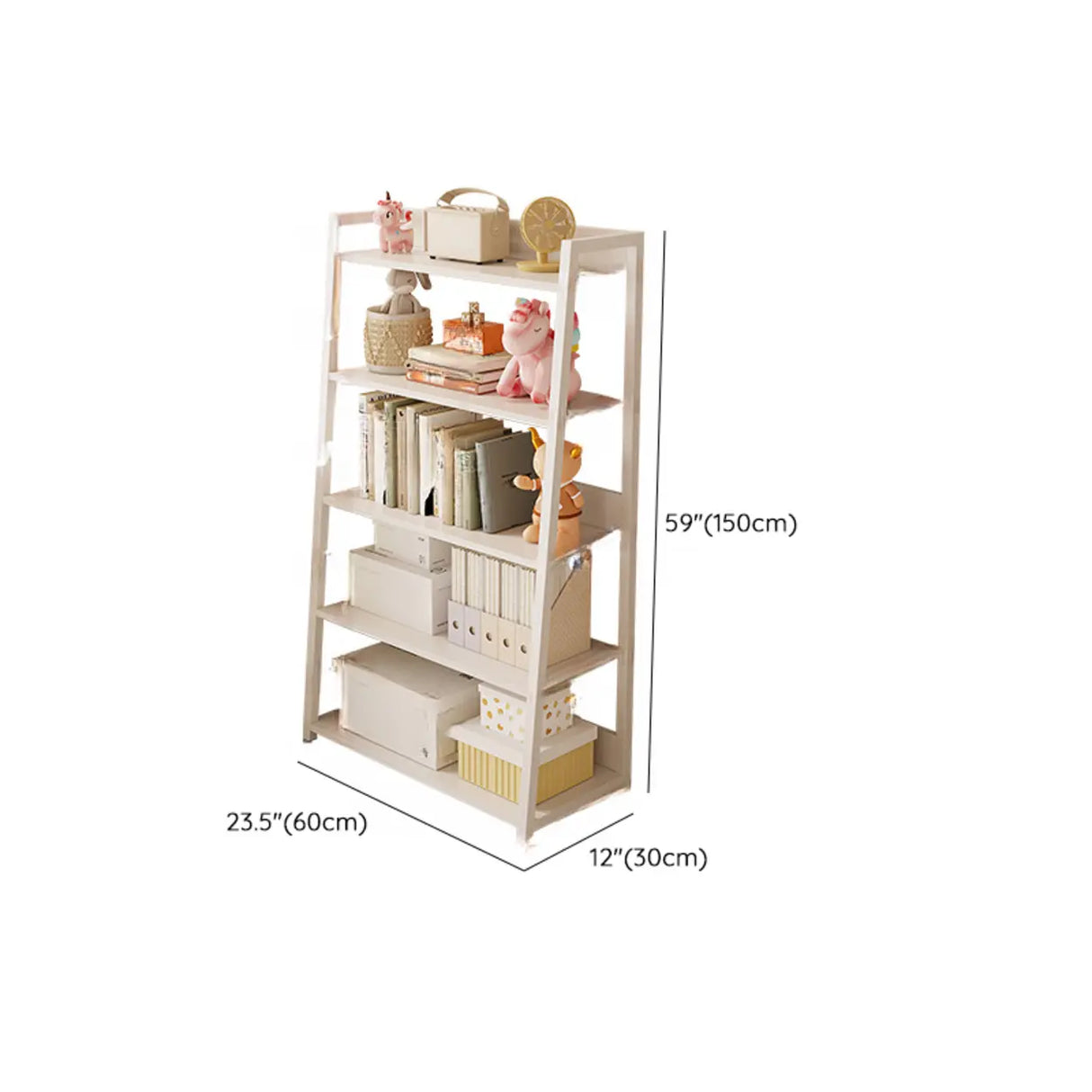 Casual White Alloy Ladder Shelf Storage Bookshelf Image - 12