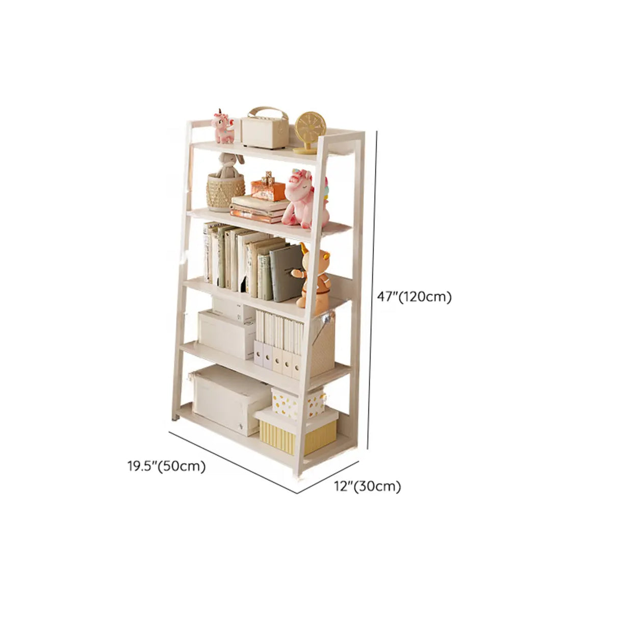 Casual White Alloy Ladder Shelf Storage Bookshelf Image - 14