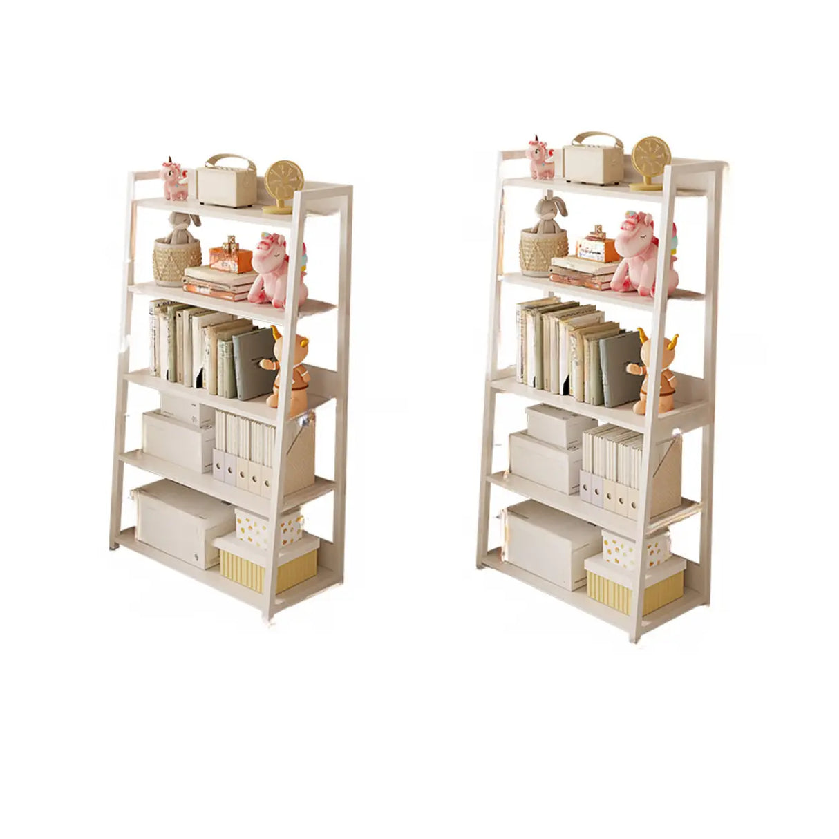 Casual White Alloy Ladder Shelf Storage Bookshelf Image - 9