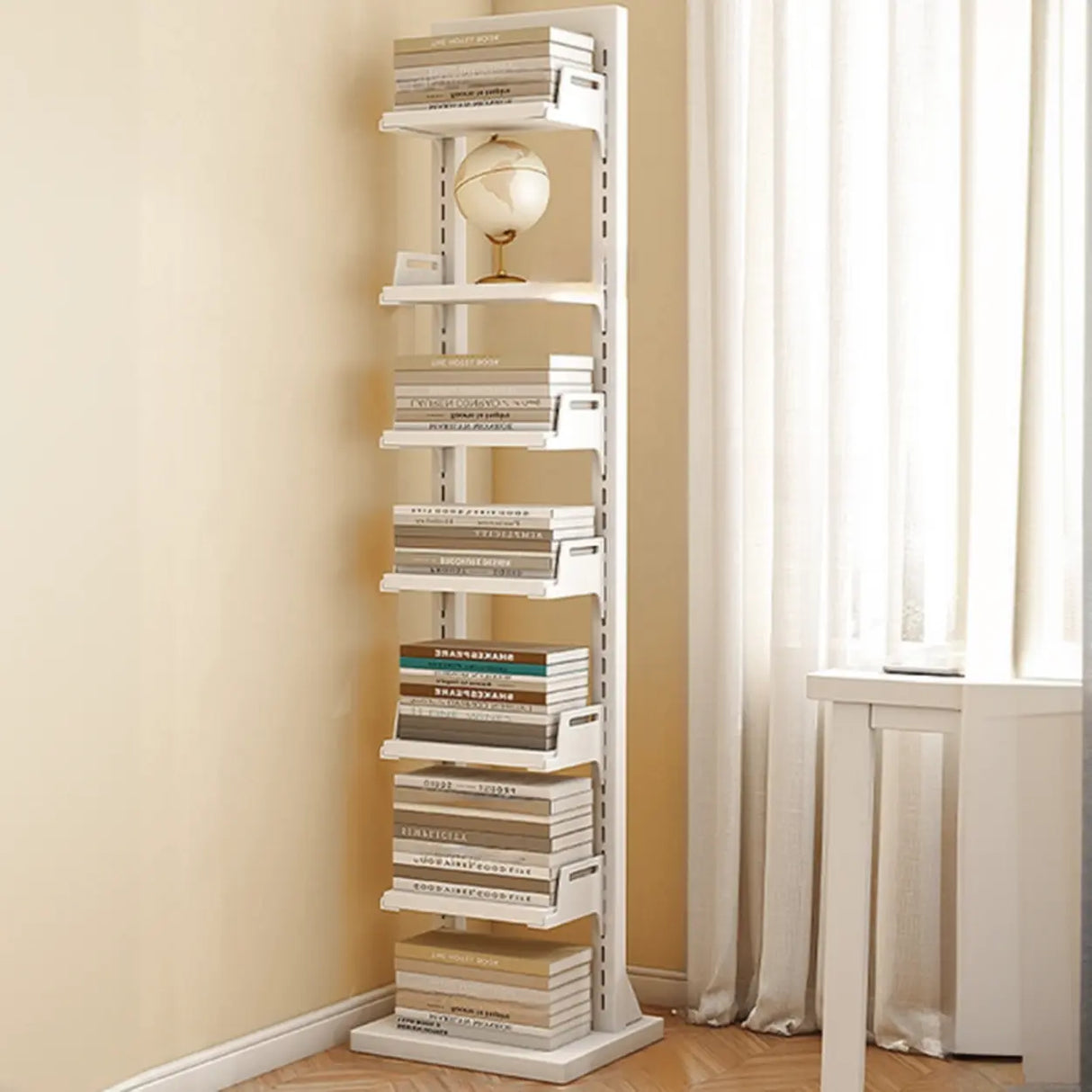 Casual White Iron Etagere Narrow Storage Bookcases Image - 12