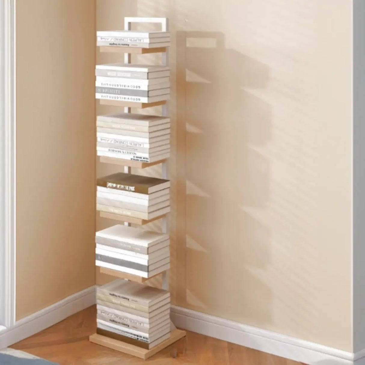 Casual White Iron Etagere Narrow Storage Bookcases Image - 3