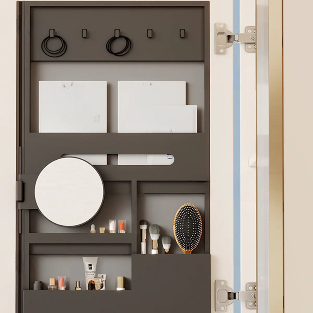 Ceramic Countertop Ivory Wood Wall Mounted Bathroom Vanity Image - 4