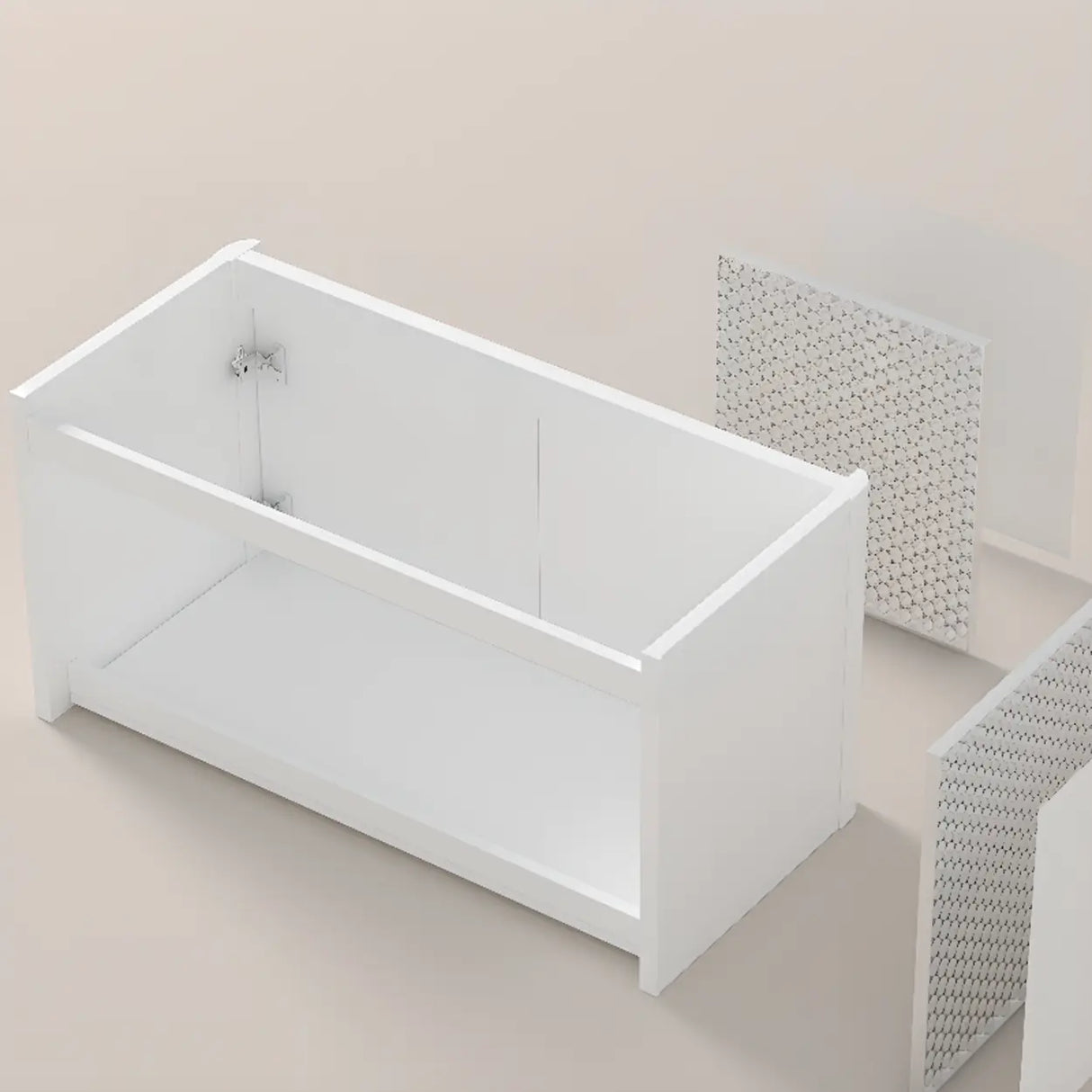 Chalk White Sink Wood Storage Wall Mounted Bathroom Vanity Image - 15