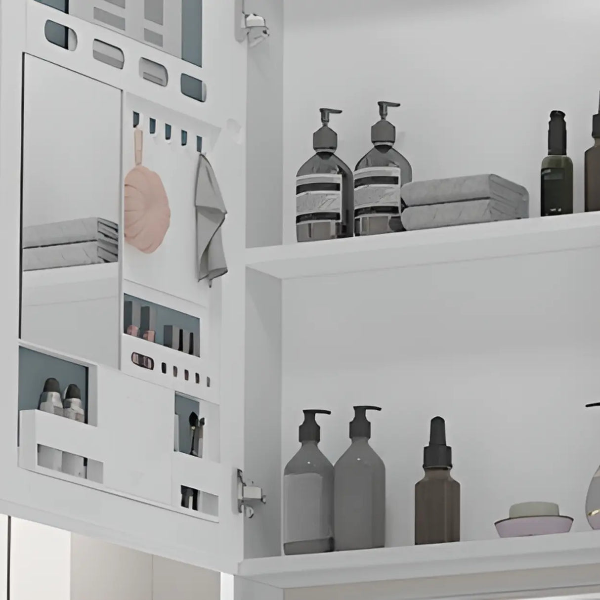 Chalk White Sink Wood Storage Wall Mounted Bathroom Vanity Image - 17