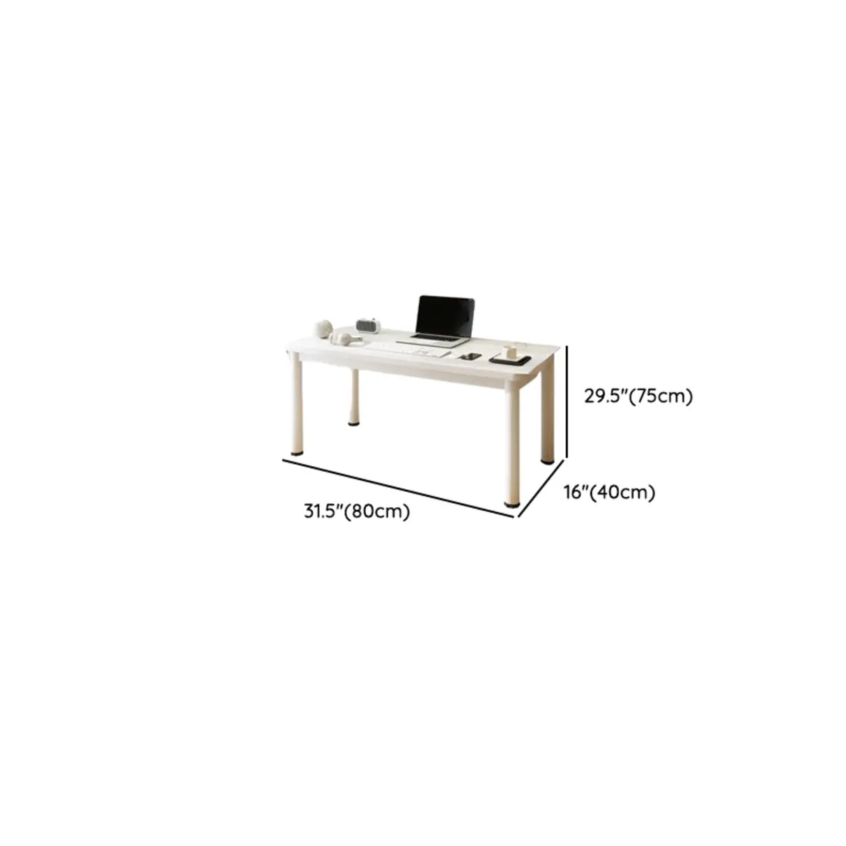 Chalk White Wooden Rectangular Computer Desk Image - 17