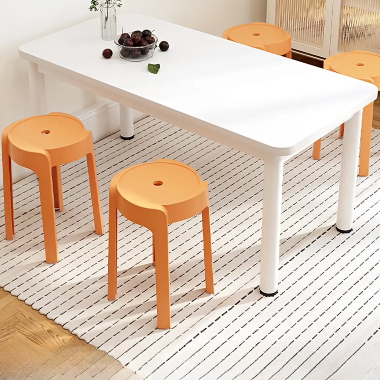 Chalk White Wooden Rectangular Computer Desk Image - 3