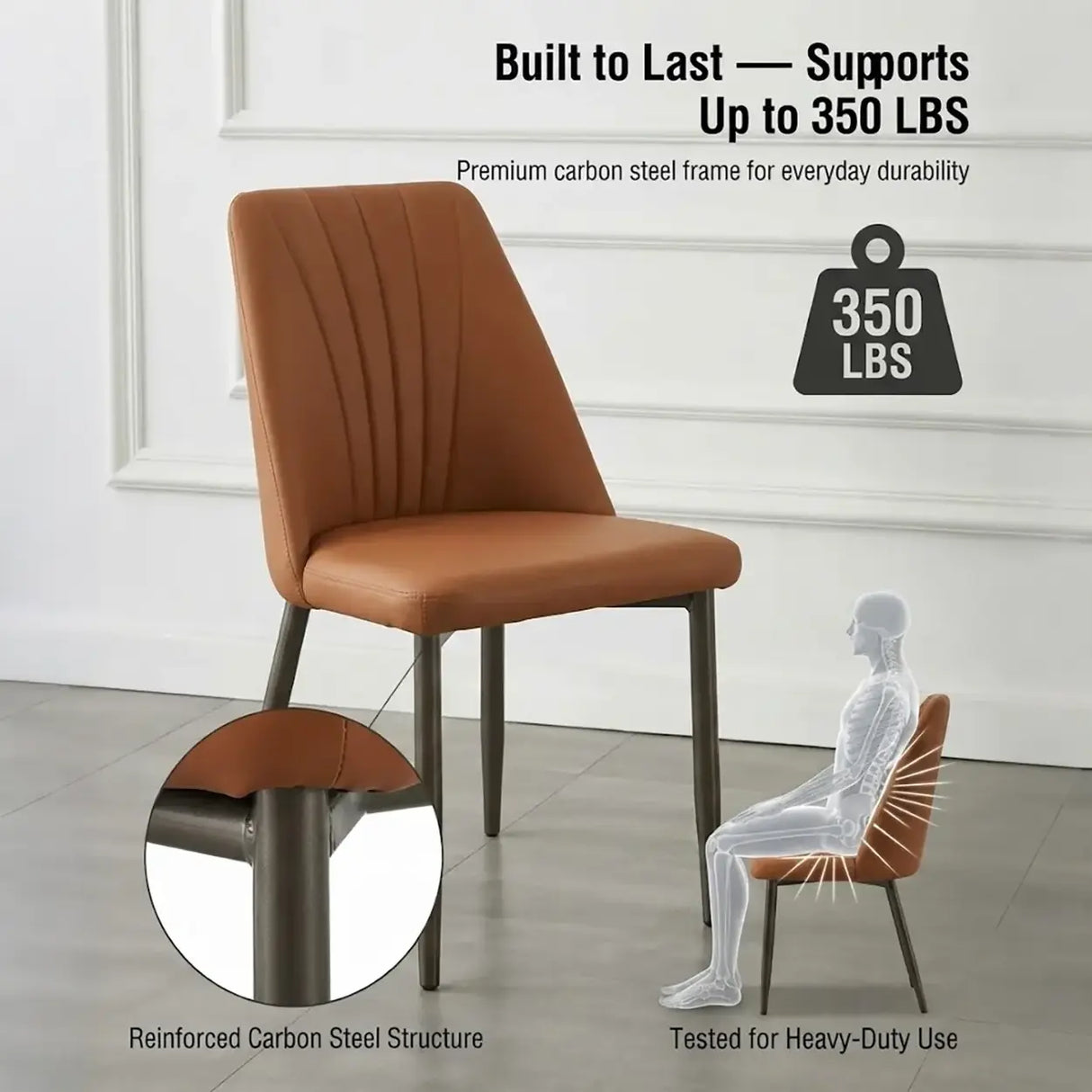 Channel Back Microfiber Leather Dining Chairs Set of 2 or 4 Image - 10