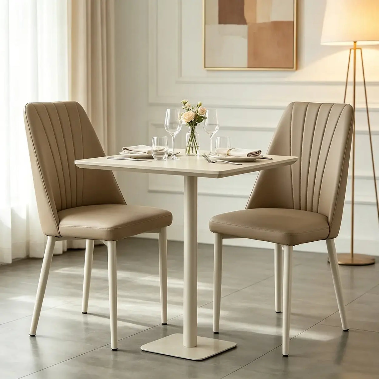 Channel Back Microfiber Leather Dining Chairs Set of 2 or 4 Image - 17