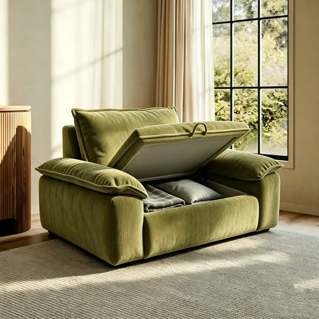 Chenille Modular Sofa with Storage and Memory Foam Image - 7