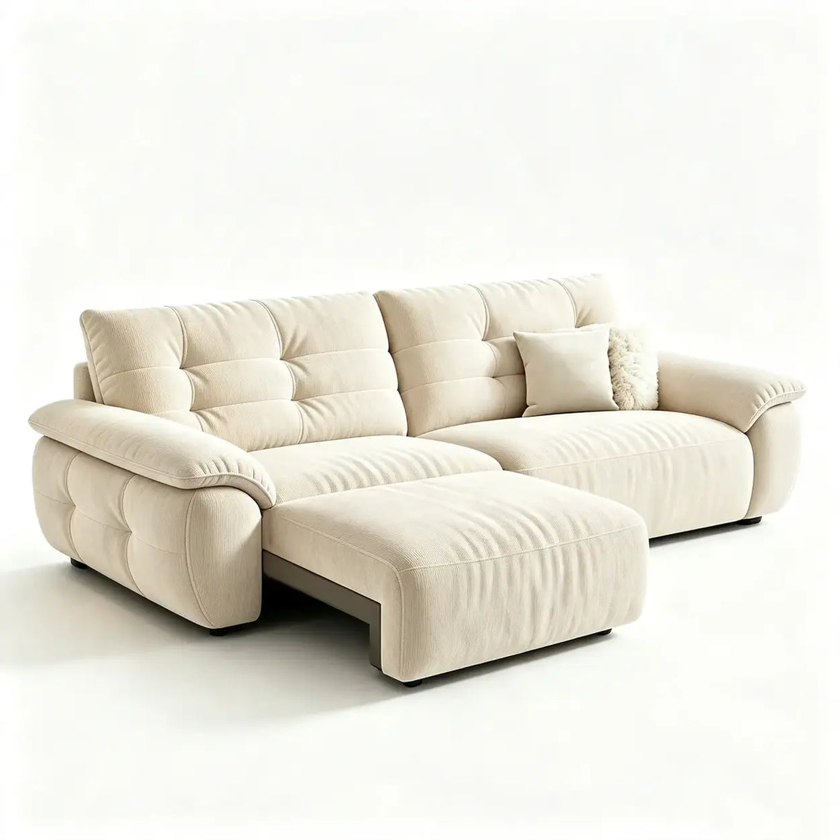 Chenille Power Sofa Bed with Extendable Sliding Chaise Image - 18