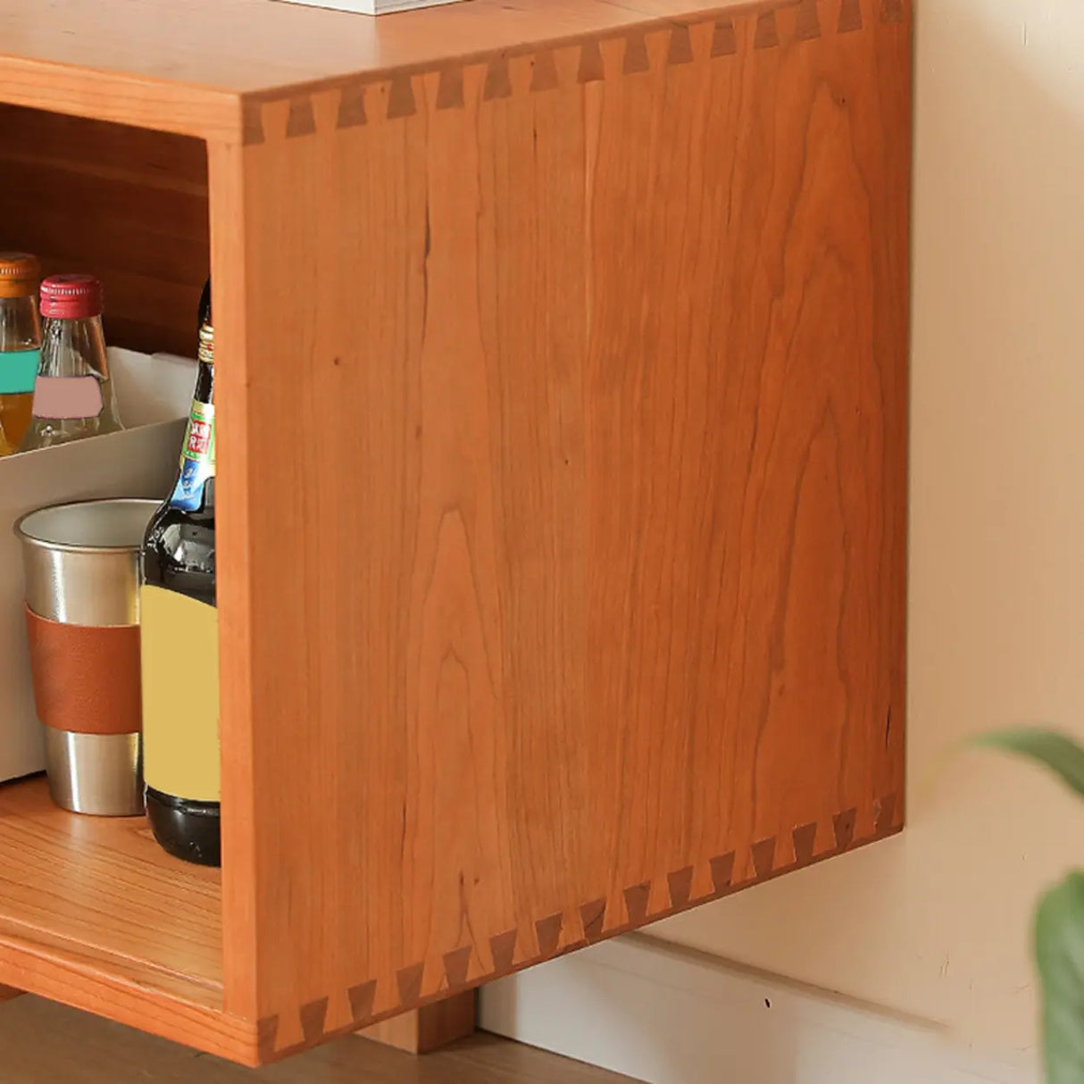 Cherry Wood Cabinet Drawers Long TV Stand with Legs Image - 9