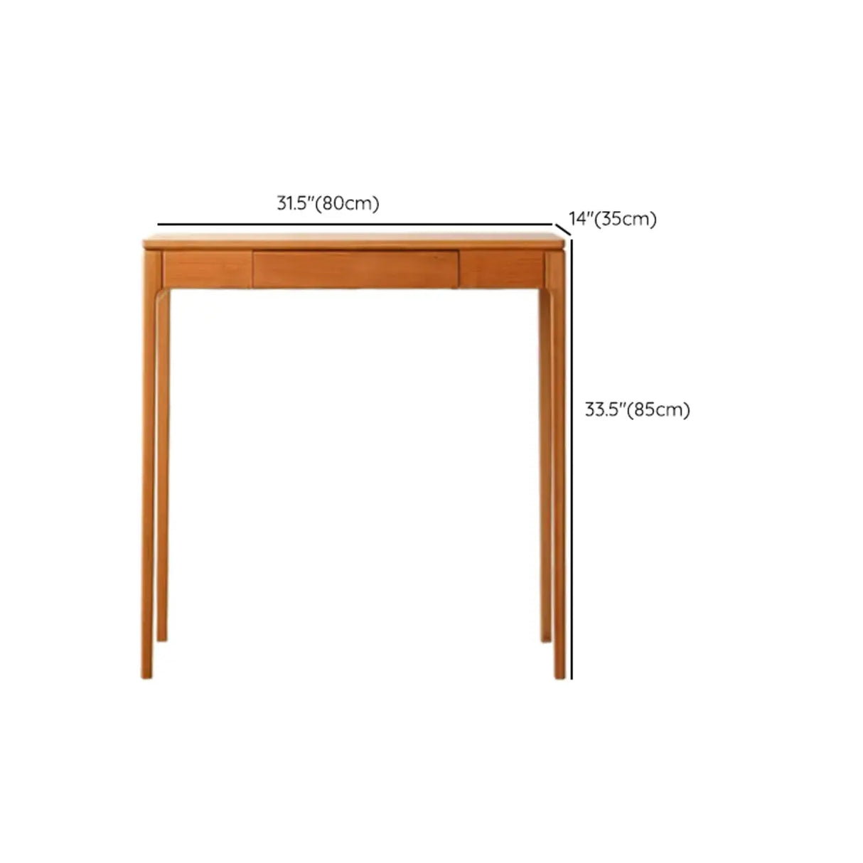 Cherry Wood Rectangular Console Table with Drawers