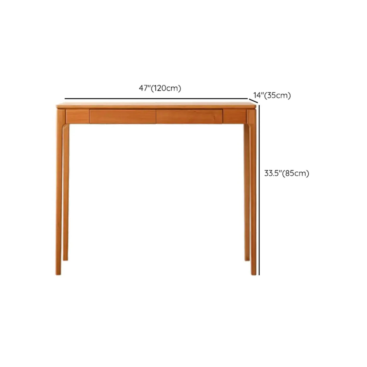 Cherry Wood Rectangular Console Table with Drawers Image - 25