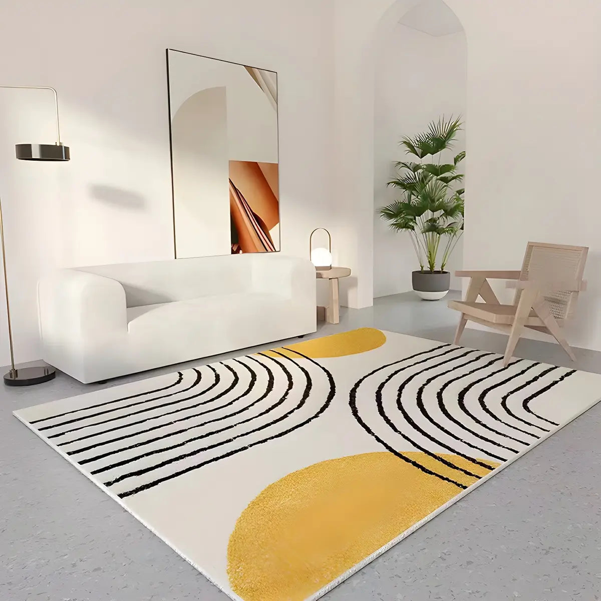 Chic	Anti-Slip Backing Abstract Polyester Area Rug Image - 1