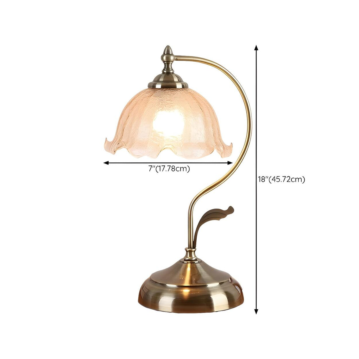 Chic Bell Glass Shade Curved Rope Metal Arm Table Lamp