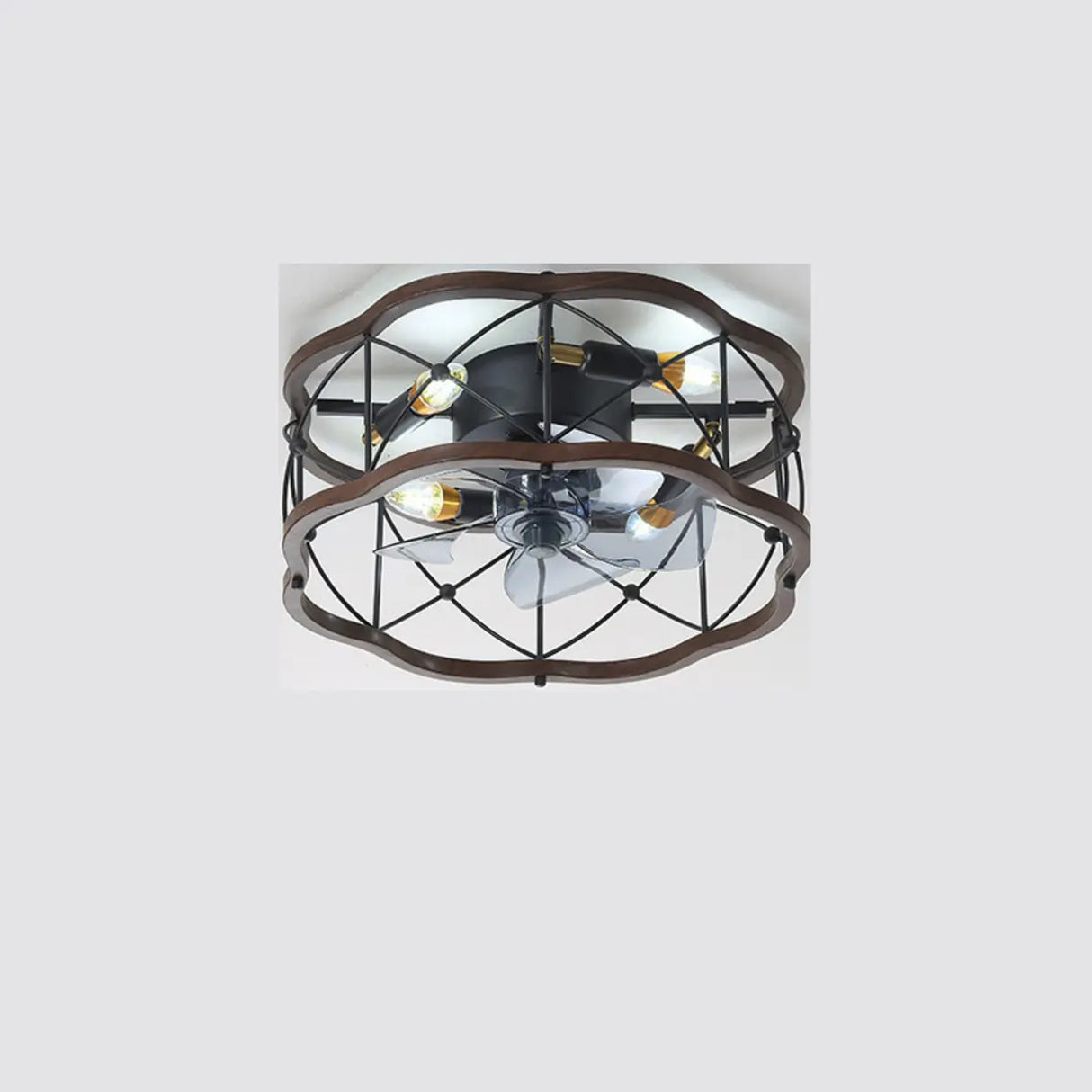 Chic Black Caged Multi-Light Ceiling Fan with Lights Image - 10