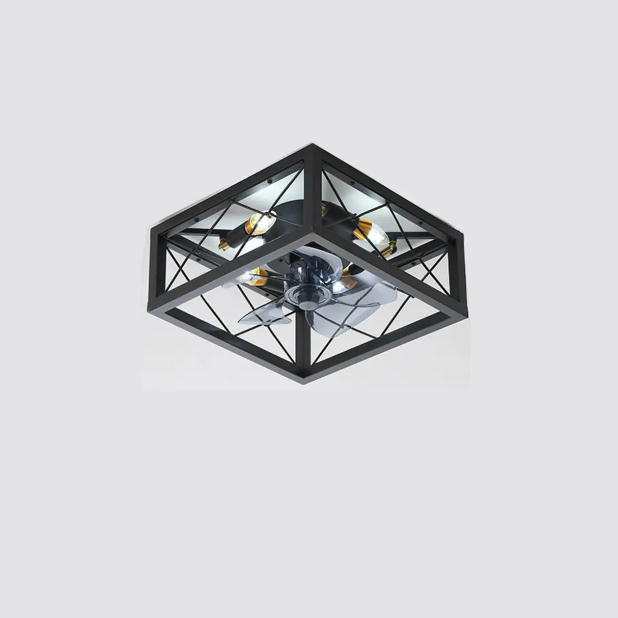 Chic Black Caged Multi-Light Ceiling Fan with Lights Image - 11