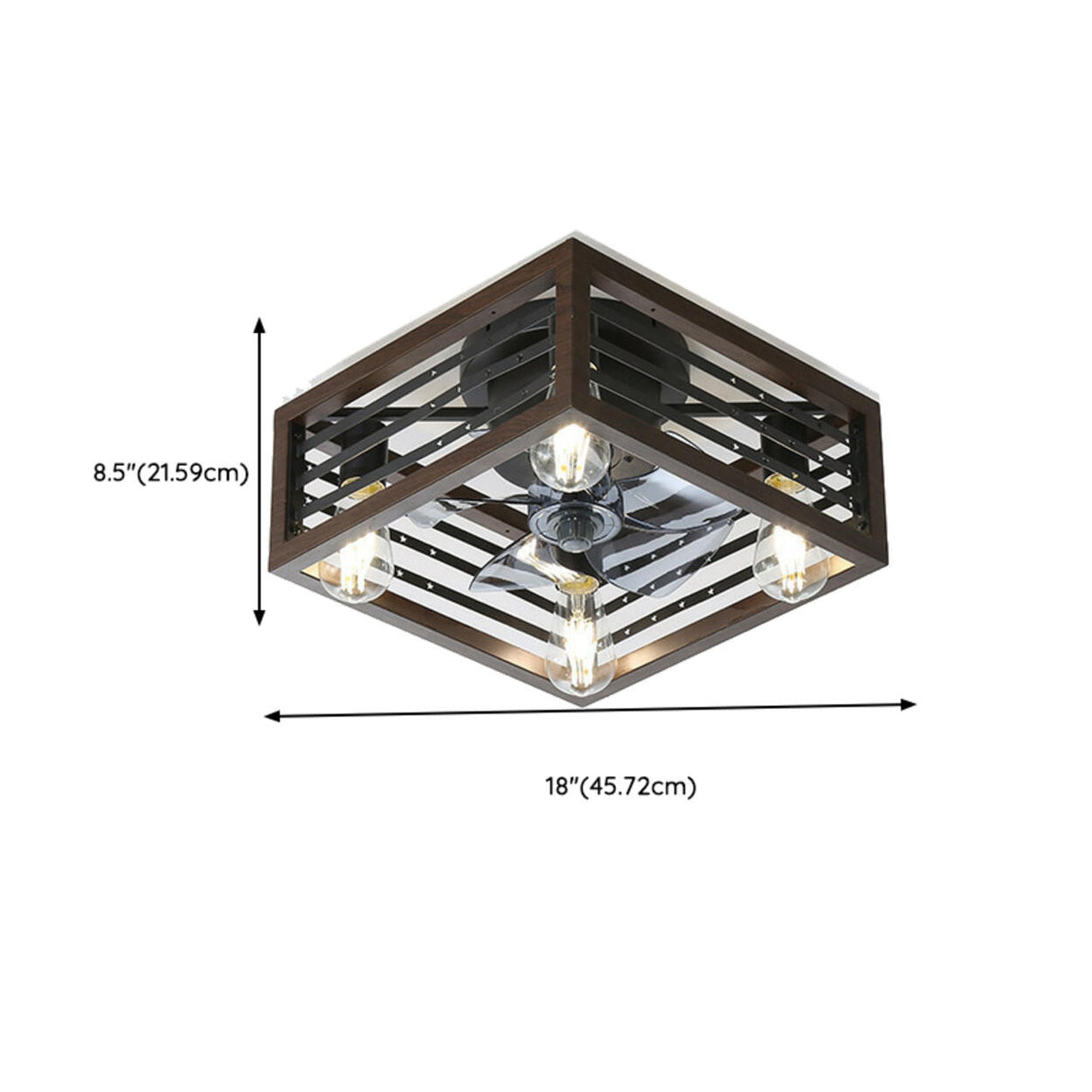 Chic Black Caged Multi-Light Ceiling Fan with Lights