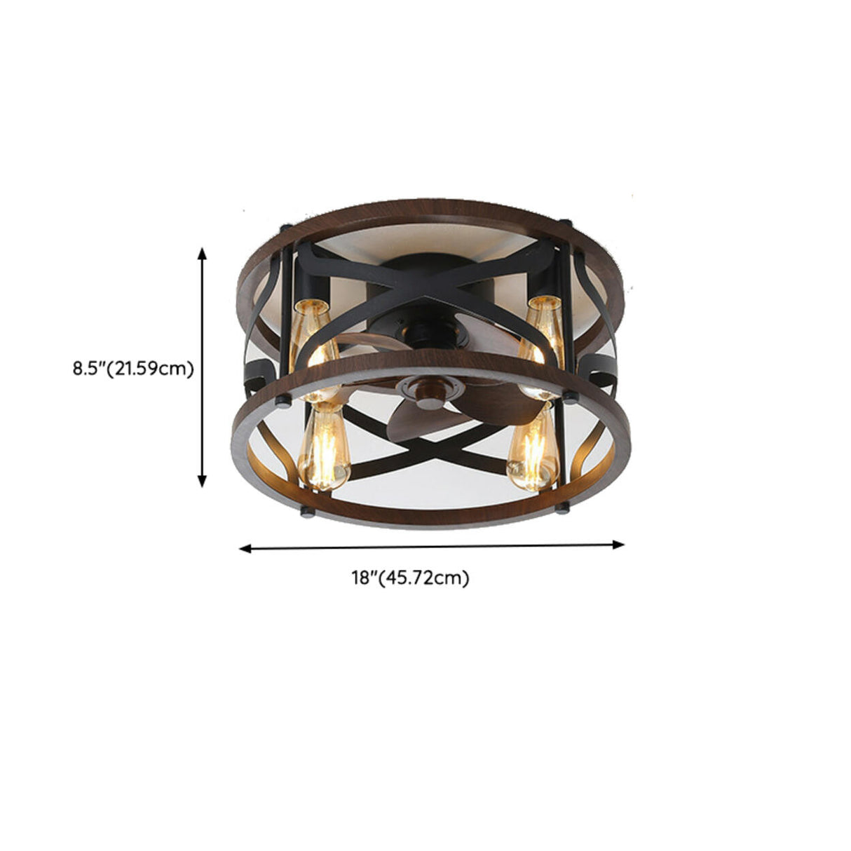 Chic Black Caged Multi-Light Ceiling Fan with Lights Image - 20