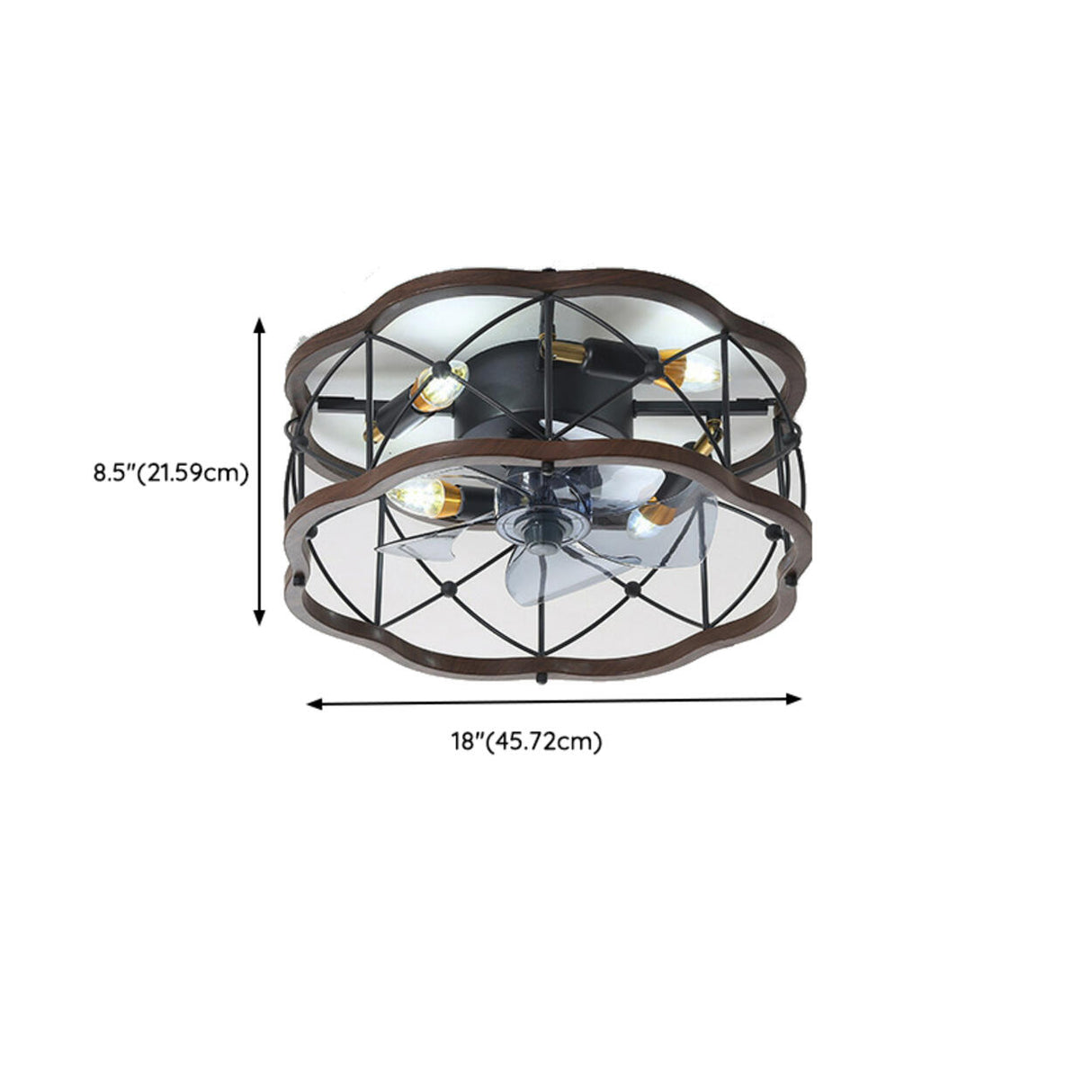 Chic Black Caged Multi-Light Ceiling Fan with Lights Image - 21