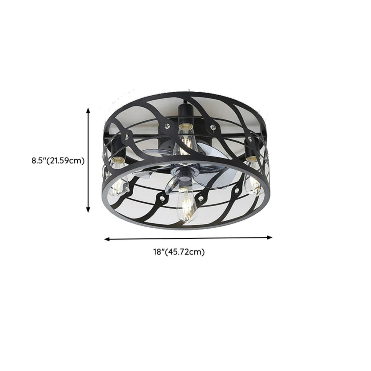 Chic Black Caged Multi-Light Ceiling Fan with Lights Image - 24