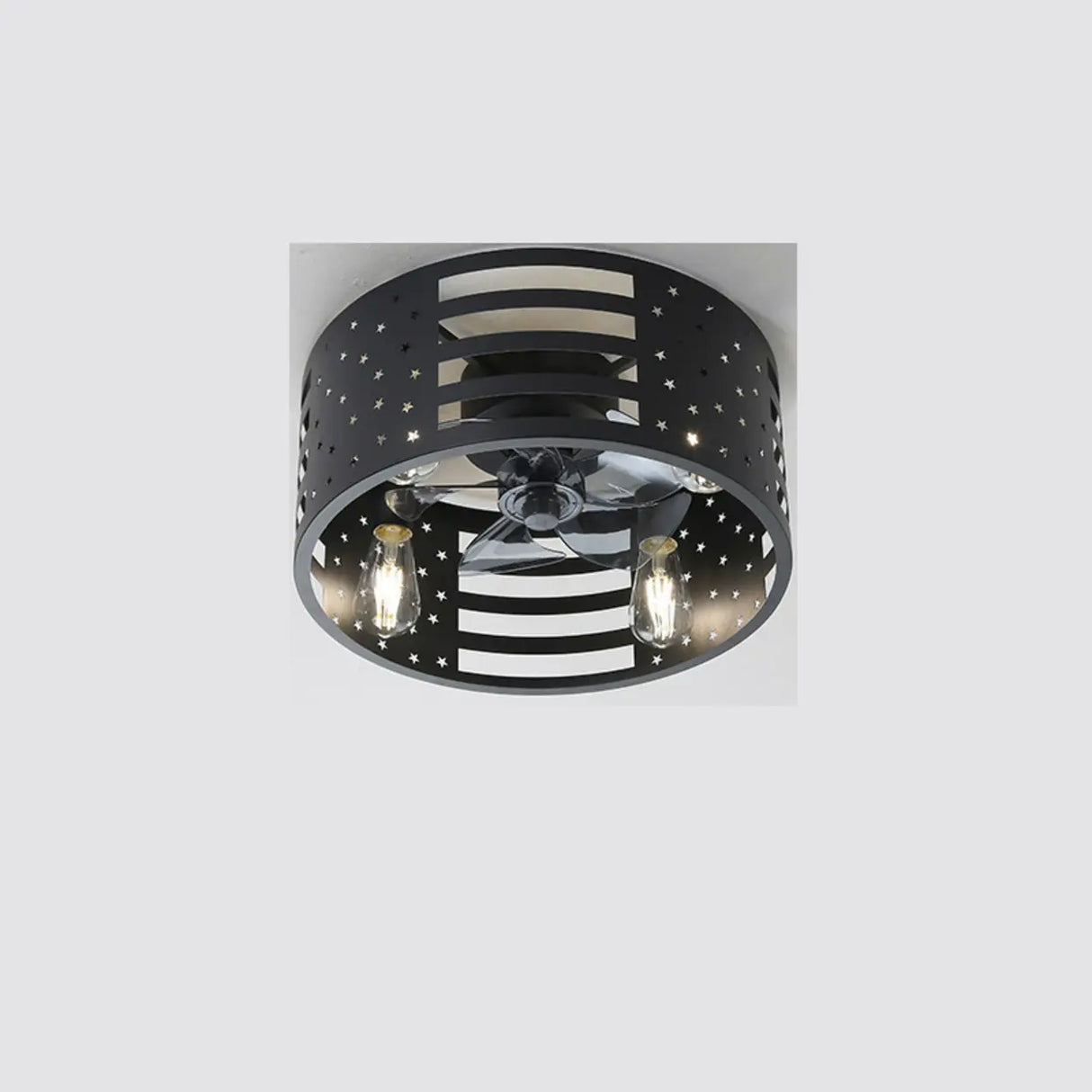 Chic Black Caged Multi-Light Ceiling Fan with Lights Image - 4