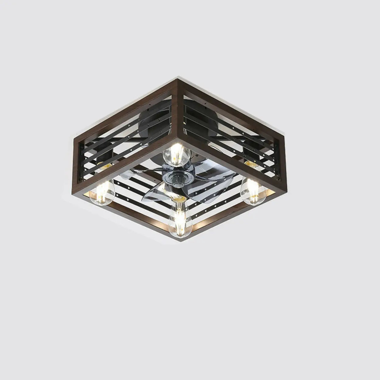 Chic Black Caged Multi-Light Ceiling Fan with Lights Image - 6