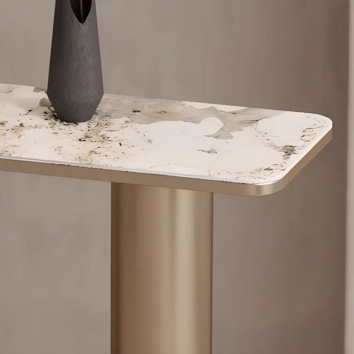 Chic Black Marble Gold Abstract Base Console Table Image - 4